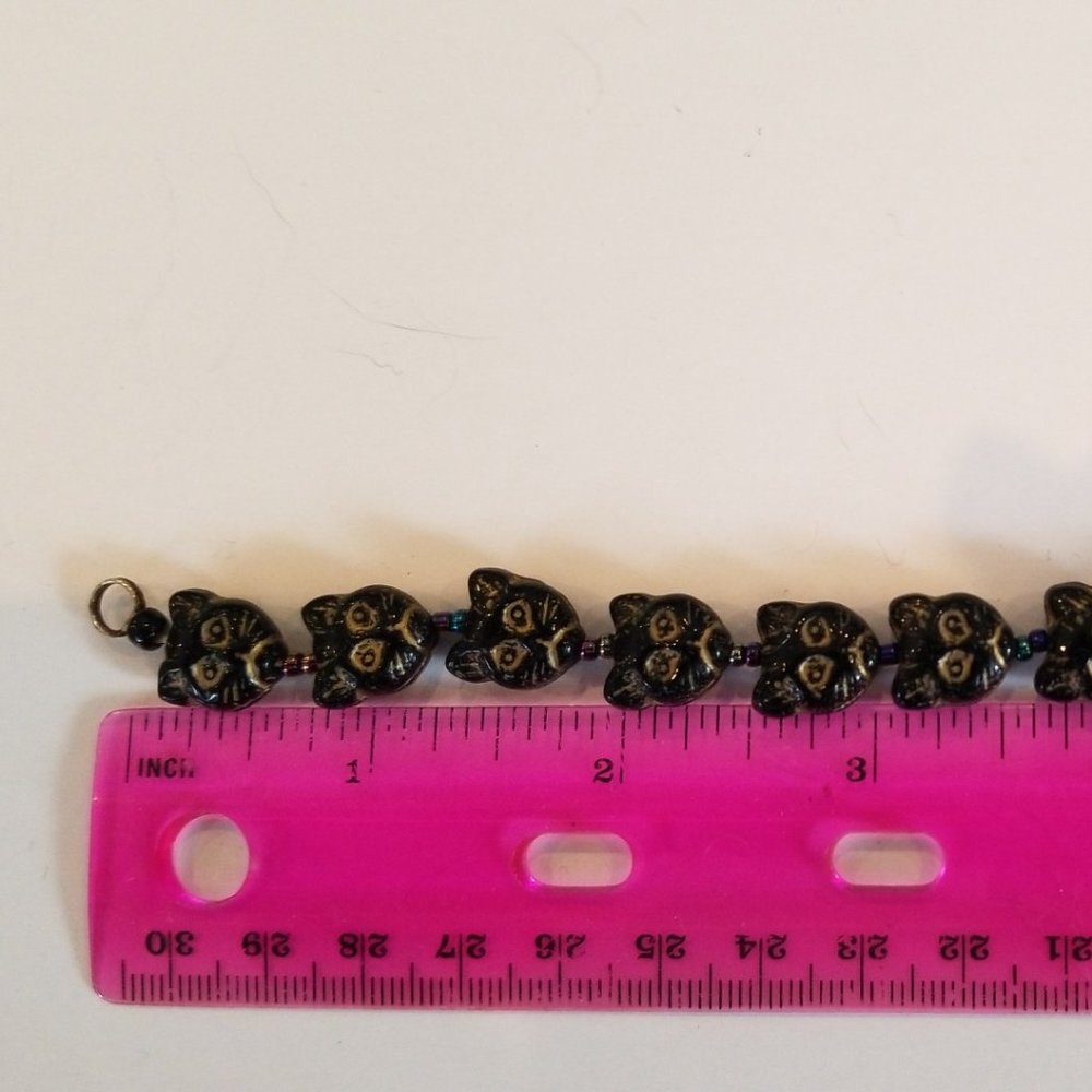 Black Enamel Cat Bracelet